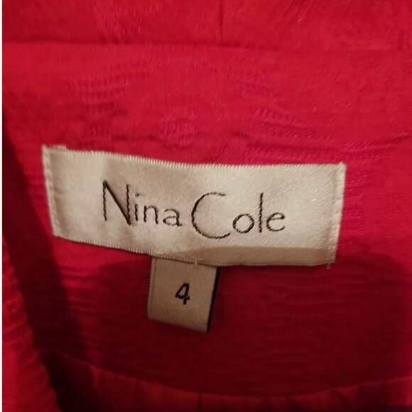 Vintage NINA COLE size 4 RED 2-piece suit SKIRT/JACKET with Shoulder Pads/Belt - Picture 8 of 9